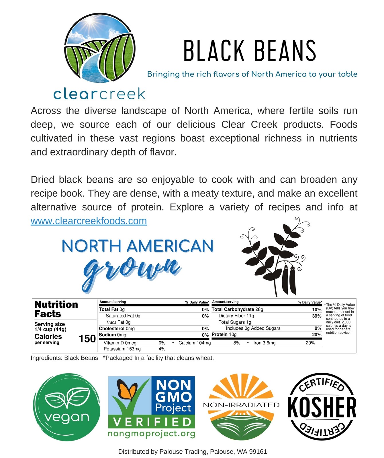 Clear Creek Bulk Black Beans, 18 LBS