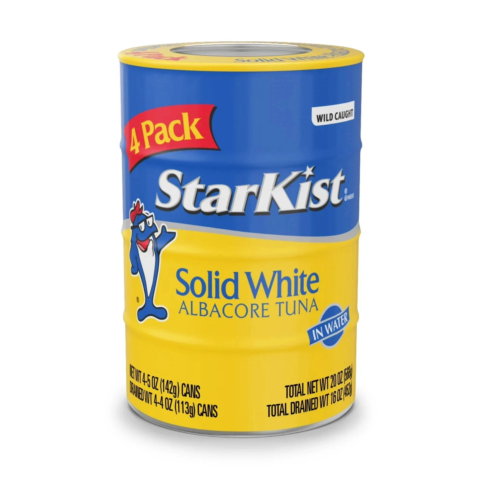 Starkist Solid White Albacore Tuna In Water 25% Less Sodium, 5 oz, 4 Cans