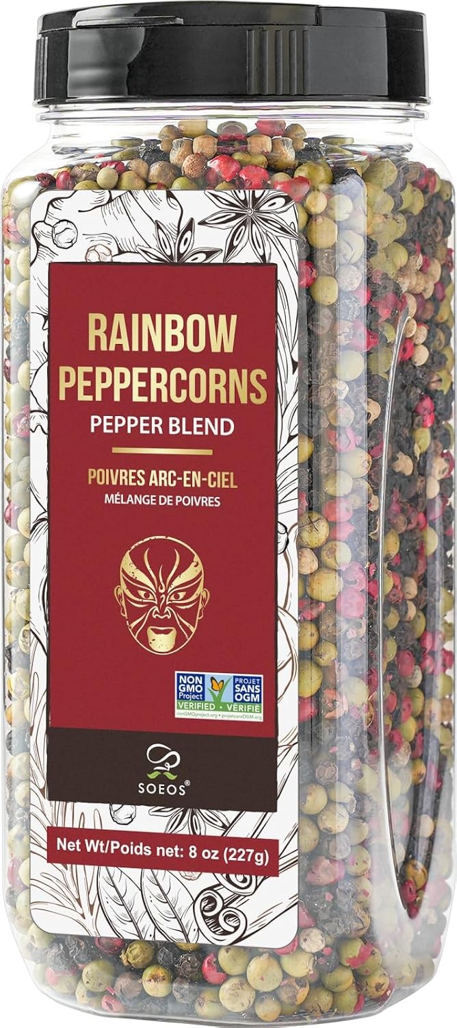 Rainbow Peppercorns, 8oz (Pack of 1), Non-GMO, Kosher, Packed to Keep Peppers