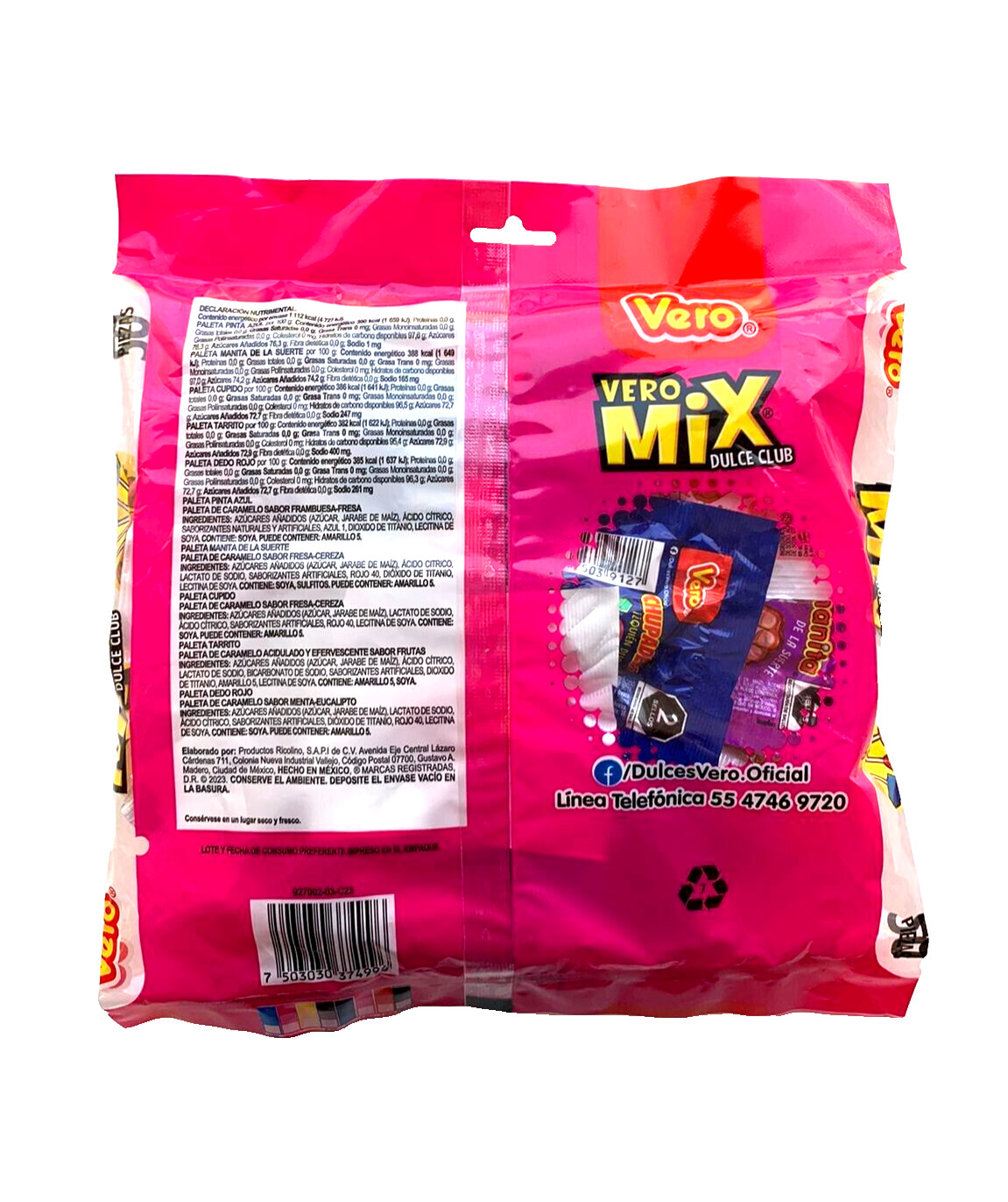 2-Pk Paletas Vero Mix Dulce Club/Vero Assorted Lollipops 20 Pcs 290g/10.22oz