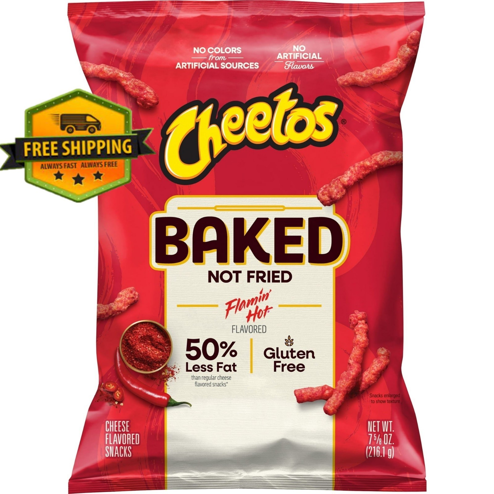 Baked Cheetos Crunchy Flamin’ Hot Cheese Snacks – 50% Less Fat, 7.625 oz Bag