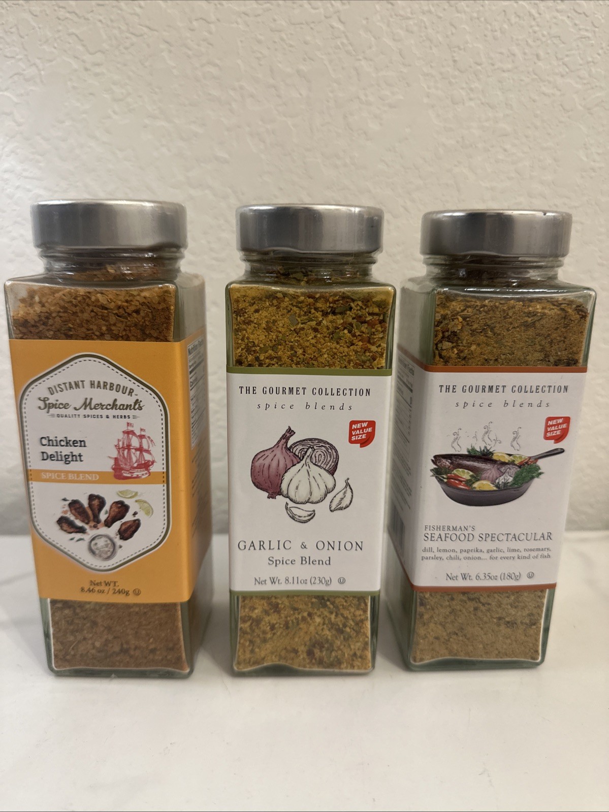 3-PK The Gourmet Collection Spice Blends GARLIC AND ONION,chicken Delight,
