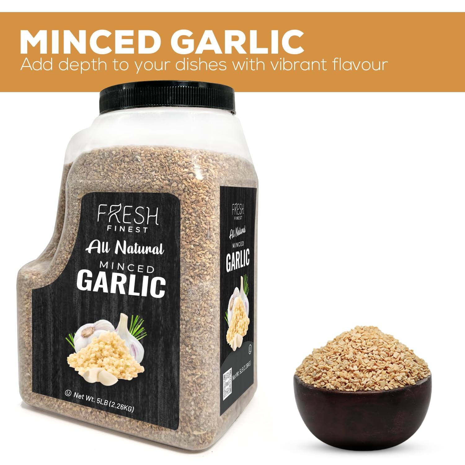 Fresh Finest Minced Garlic – Bulk 5 LB – Dried Flakes,