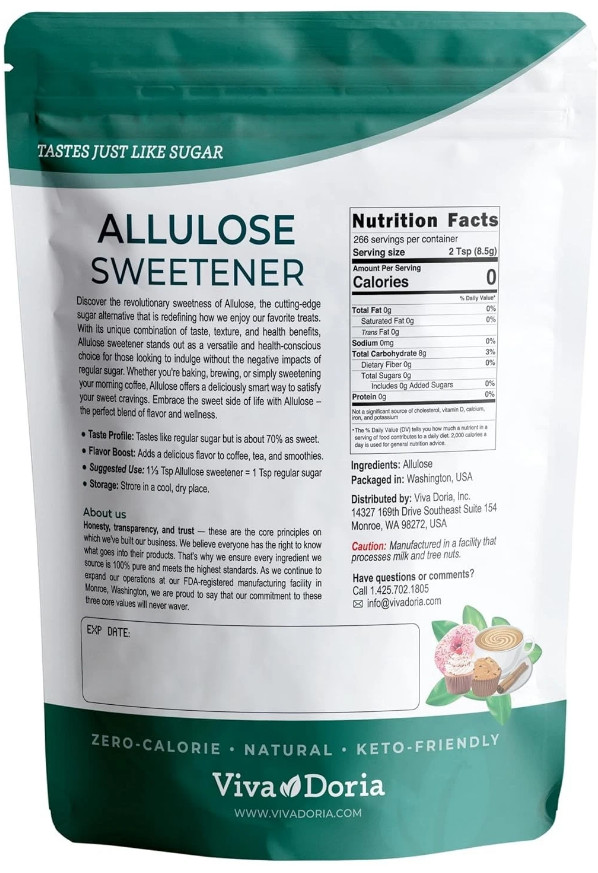 Allulose Sweetener, 5 Lb (2.27 Kg) | Zero Calorie Sugar Substitute
