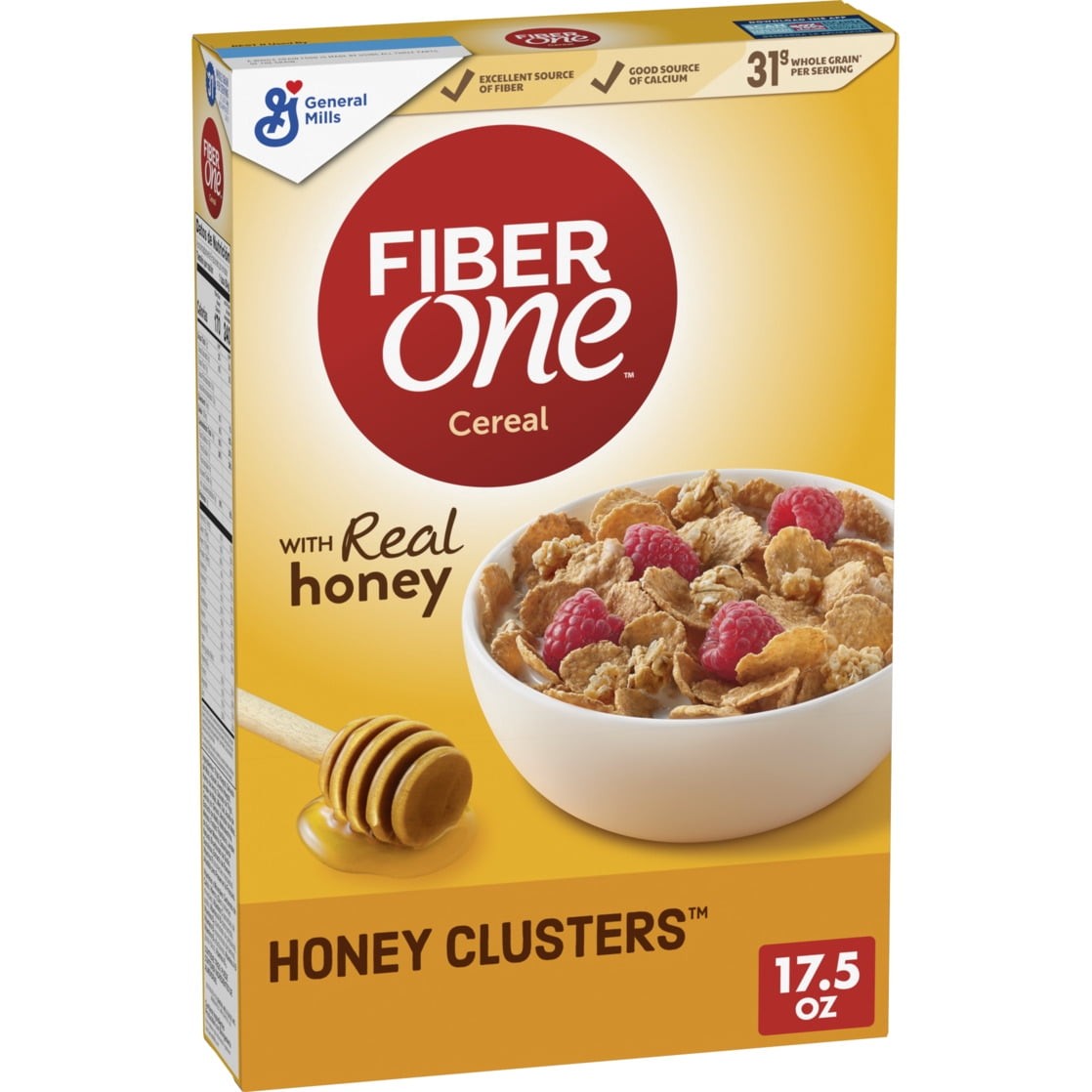 Honey Clusters Breakfast Cereal, Fiber Cereal Made with Whole Grain, 17.5 oz