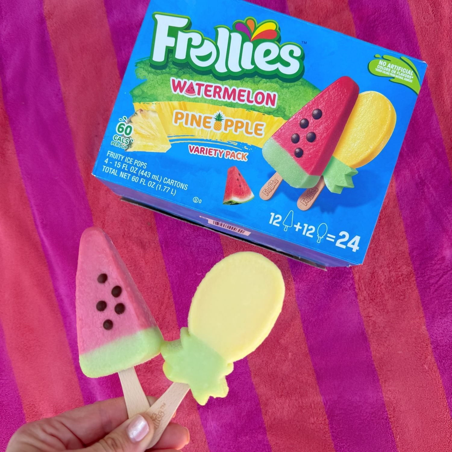 Frollies Watermelon and Pineapple Fruity Ice Pops, 2.5 fl. oz., 24 pk.