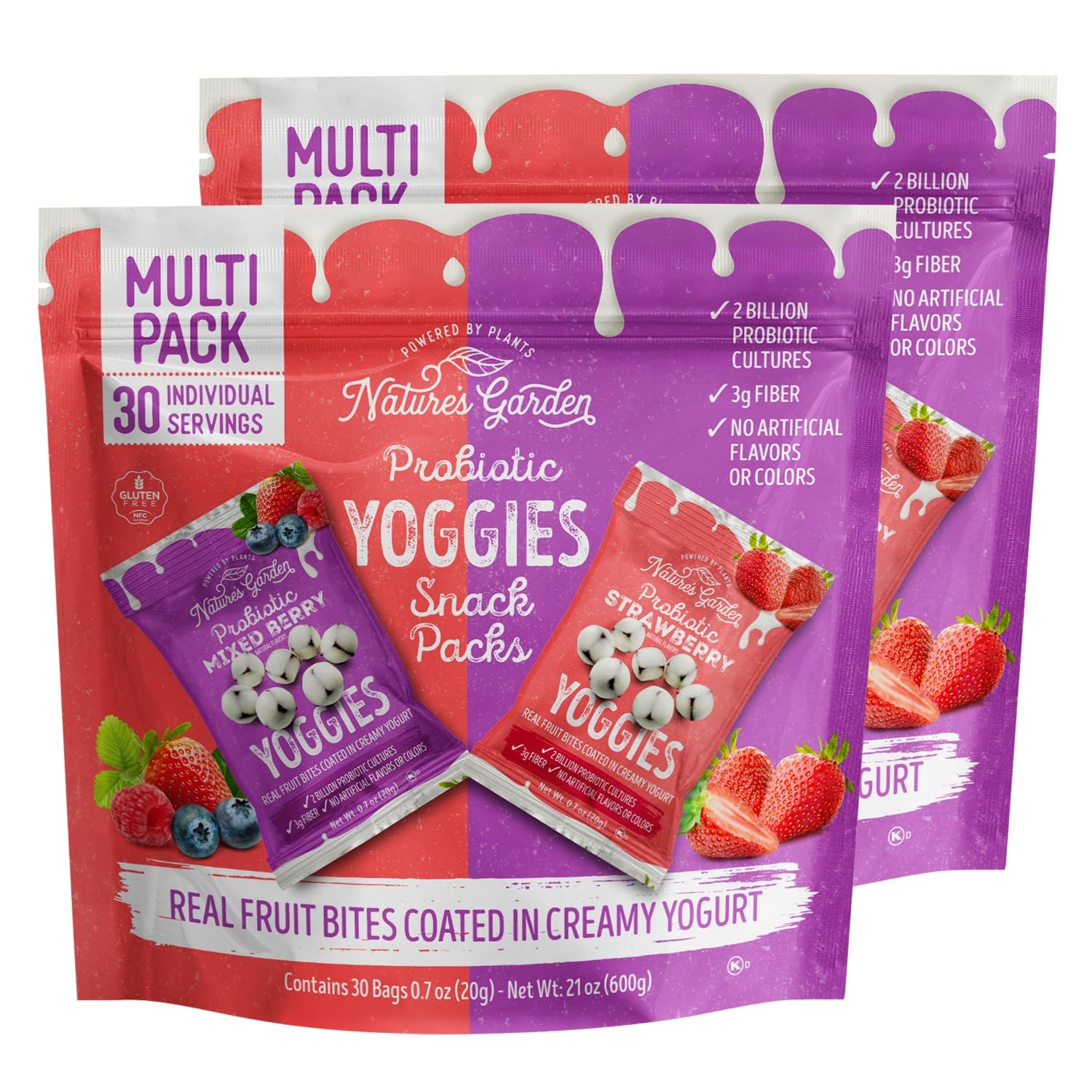 Nature’s Garden Probiotic Variety Pack Yoggies 21oz (30 x 0.7oz) of 2