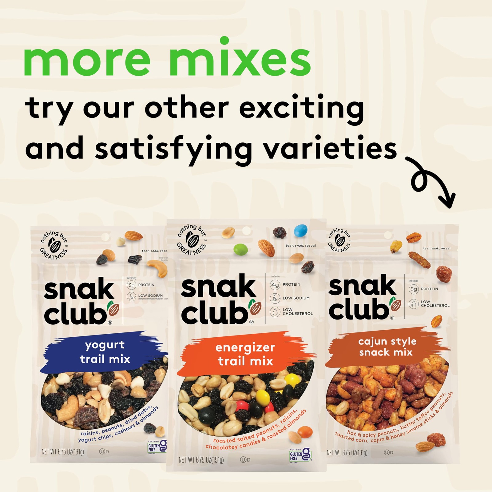 Snak Club Protein Power Snack Mix with Peanuts, Roasted 4.2 Ounce (Pack of 6)