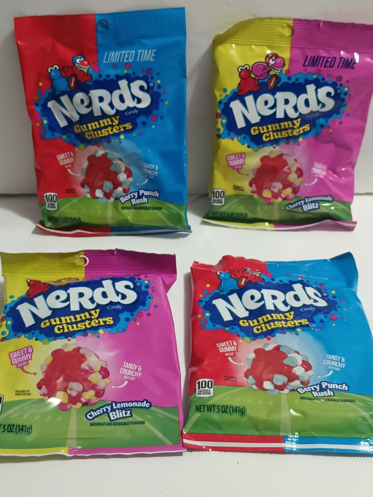4 Bags Limited Time Nerds Gummy Clusters, Cherry Lemonade Blitz 5 oz, 2 Berry