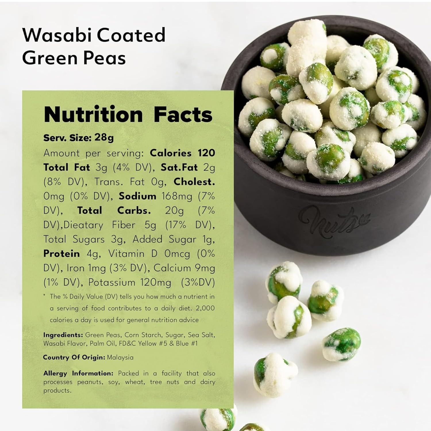 Delicious Wasabi Green Peas – 48oz Crunchy Snack in Resealable Bag