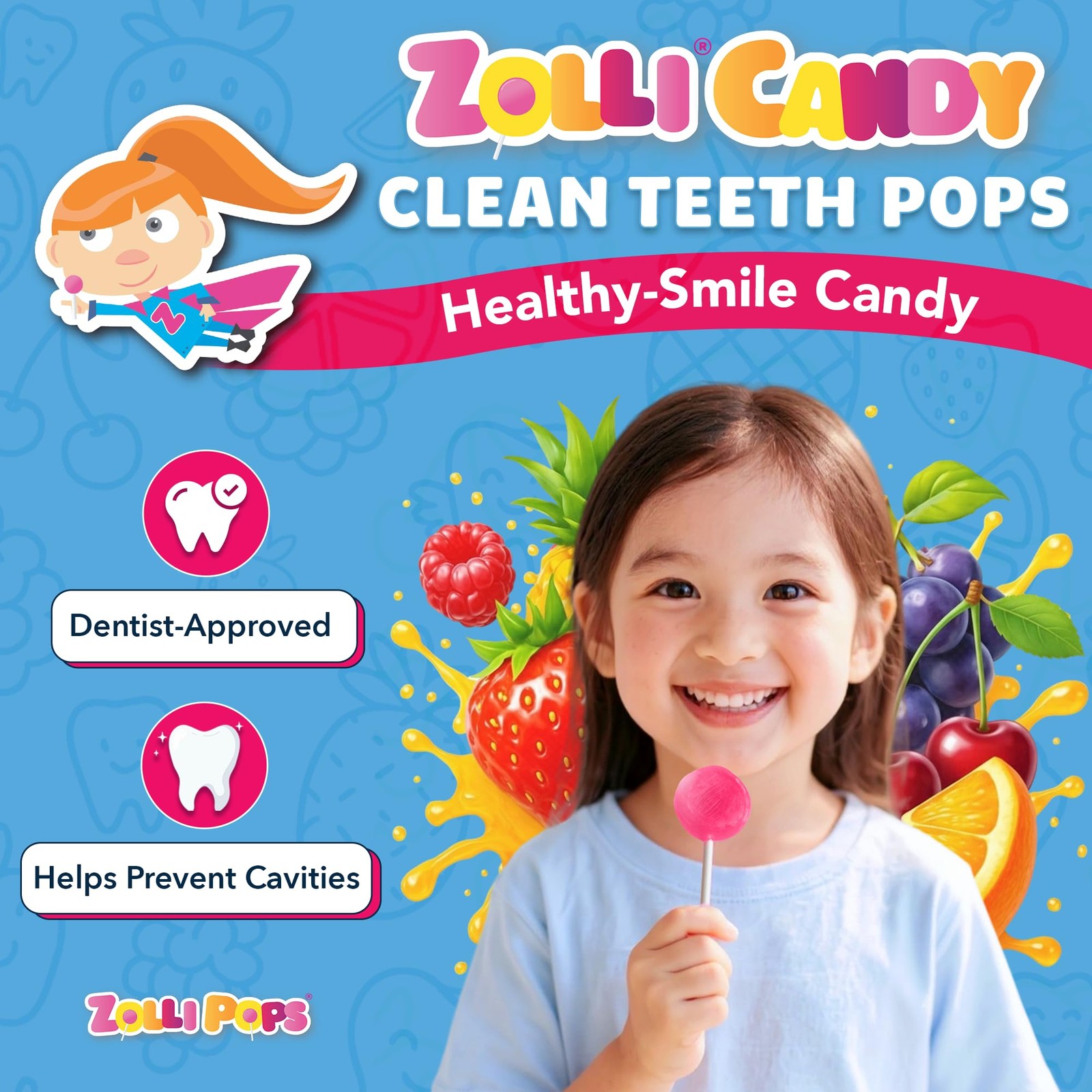 Zollipops Sugar~Free Lollipops Natural Fruit Variety, 5.2 oz