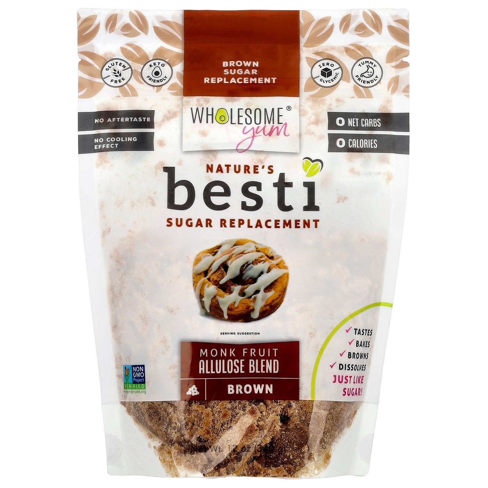 Besti, Brown Sugar Replacement, Monk Fruit Allulose Blend, 12 oz (340 g)
