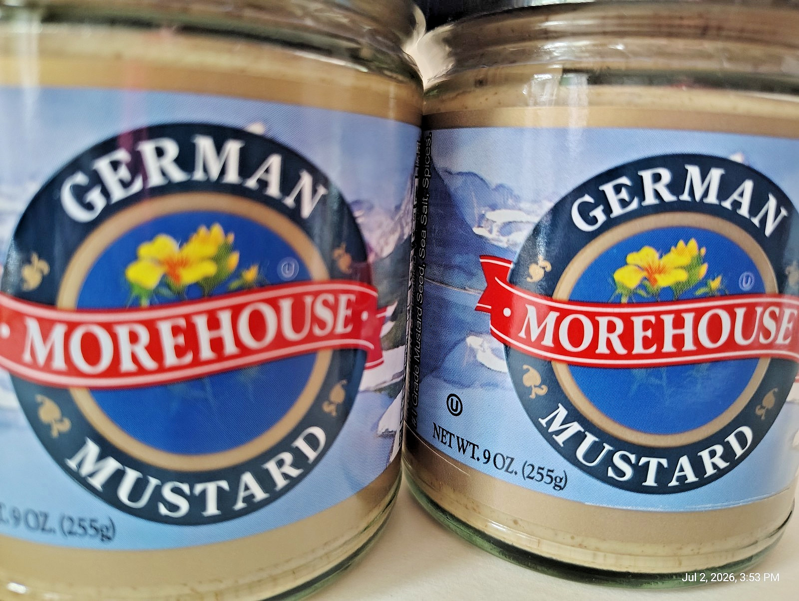 MOREHOUSE German Mustard, 9oz, BB 9/26, Lot of 2