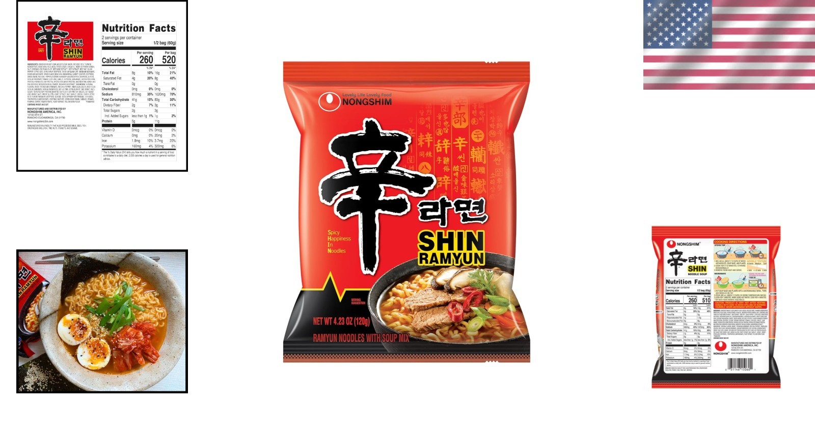 Authentic Korean Gourmet Instant Ramen, Spicy Shin, 20-Pack