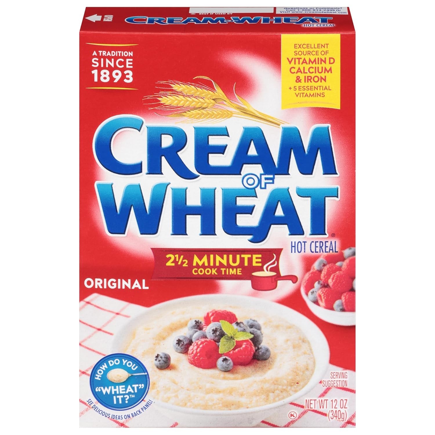 Cream of Wheat 2.5 Minute Hot Cereal, Original Flavor, Shelf-Stable, 28Oz Box…