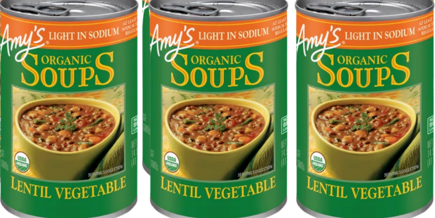 Amy’s Organic Light In Sodium Lentil Vegetable Soup 14.5 oz ( Pack of 3 )