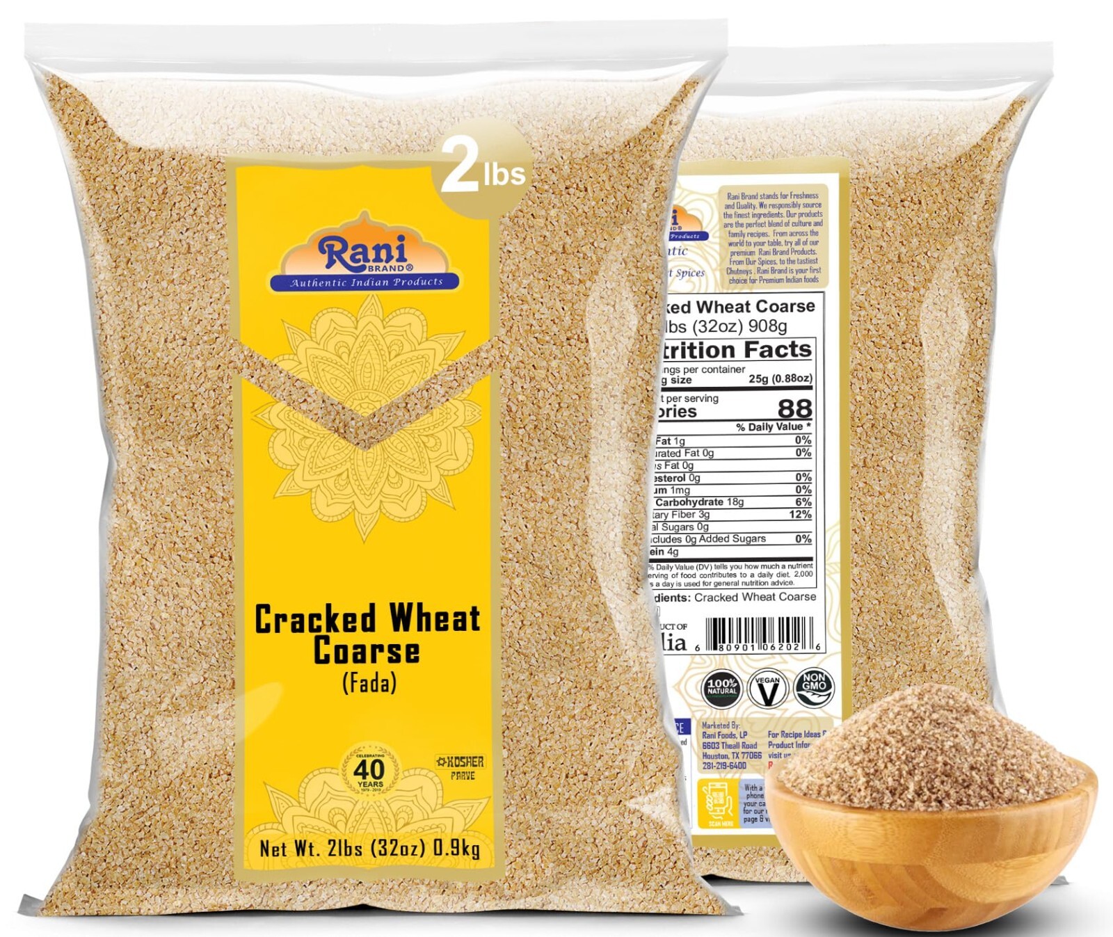 Rani Cracked Wheat Coarse (Fada / Commonly called Bulgur #2) 32oz (2lbs) 907g