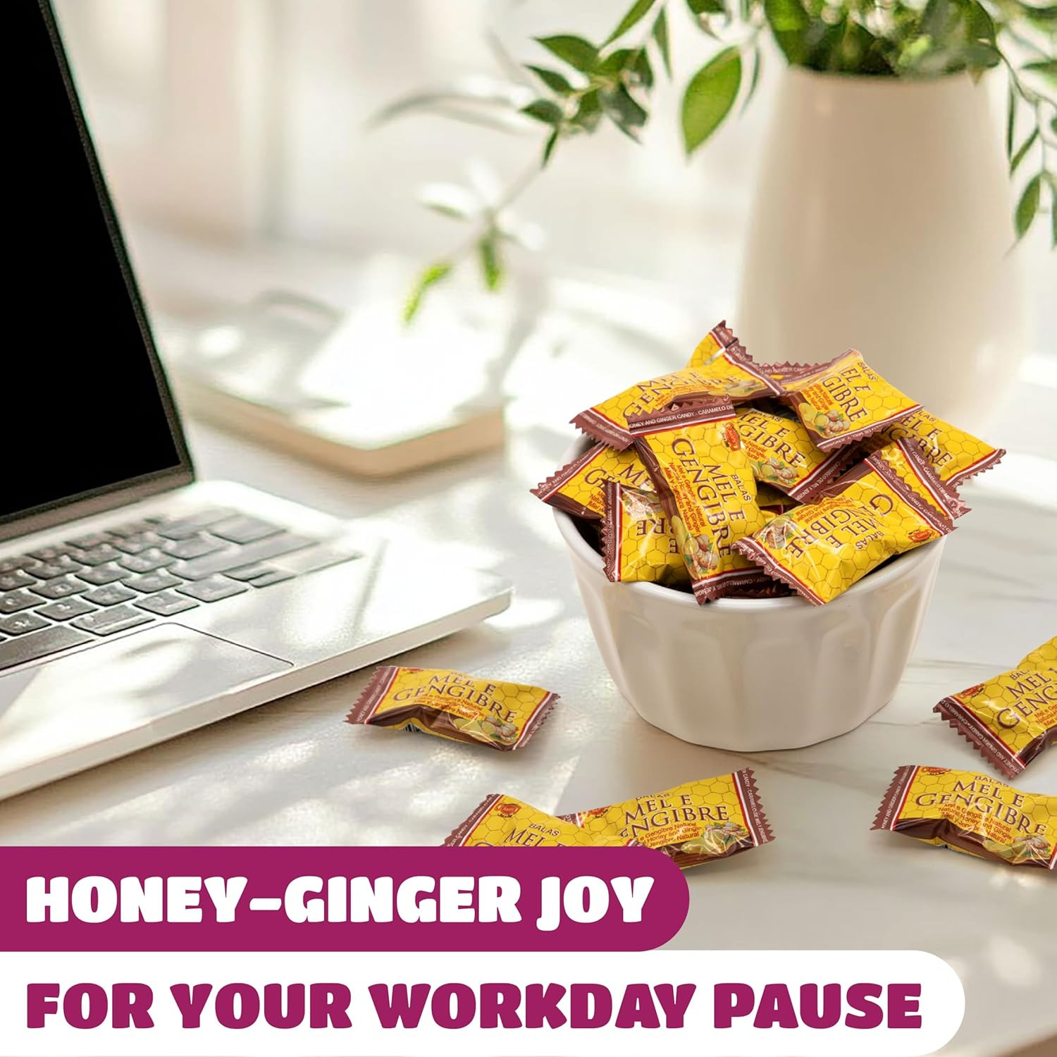 Honey Ginger Hard Candy – 2 Pound Bulk Pack (About 200 Count) – Individually
