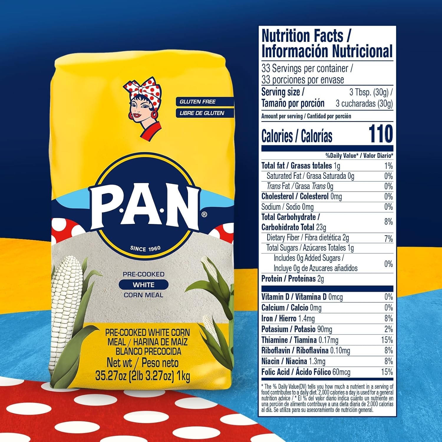 Gluten Free White Corn Meal – Pre-Cooked for Authentic Arepas 35.27 Oz
