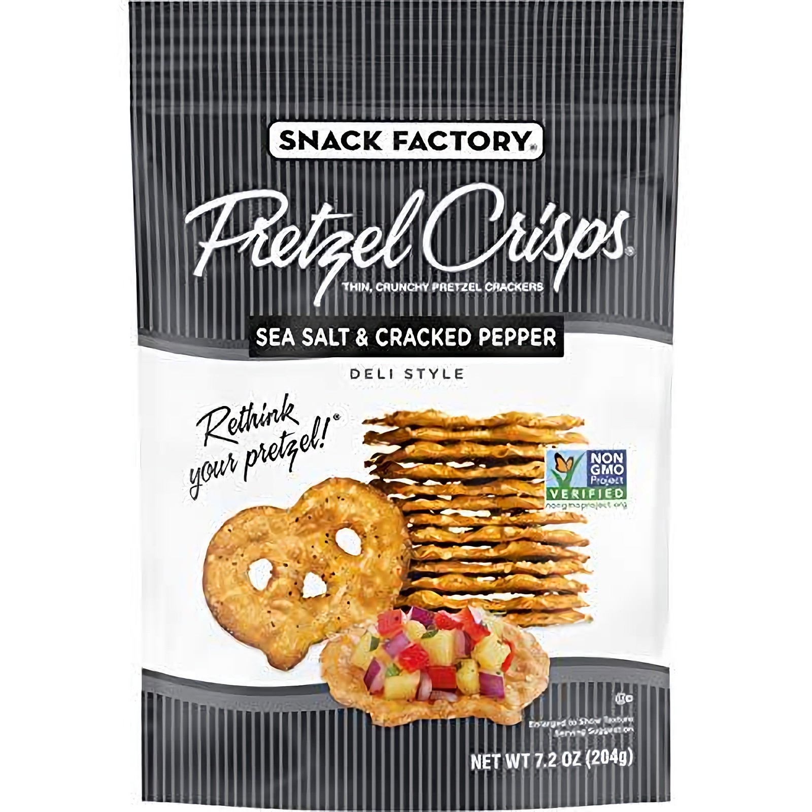 Snack Factory Pretzel Crisps Sea Salt & Cracked Pepper, 7.2 Ounce (Pack of 12)