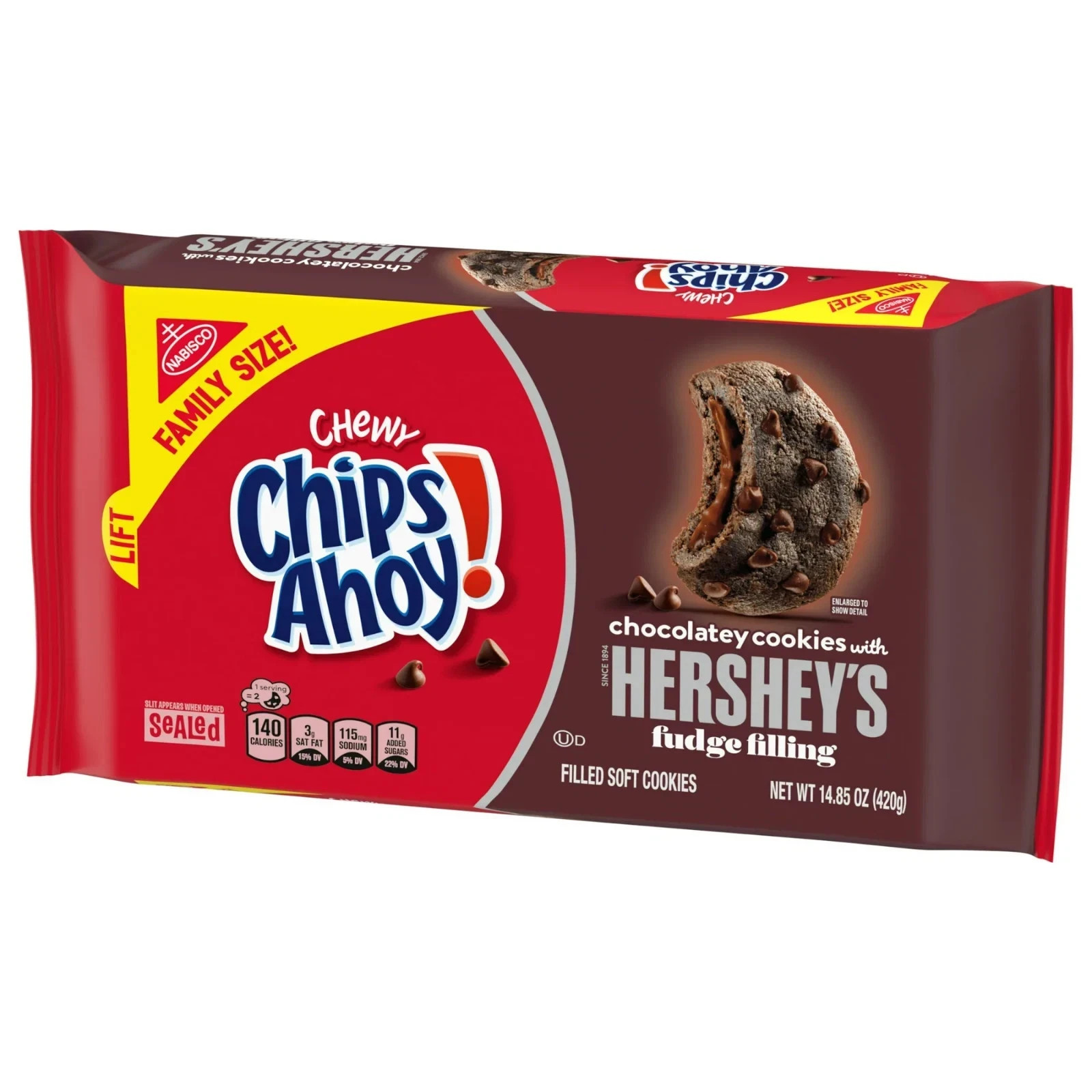 Chips Ahoy Chewy Cookies Hershey’s Fudge Filled 14.85 oz Family Size,Free Ship..