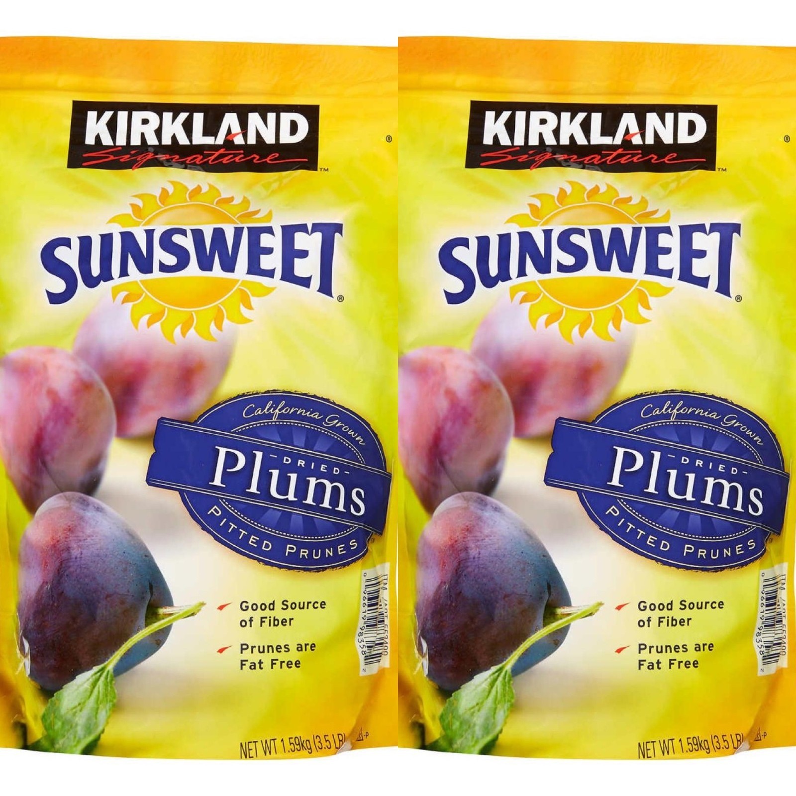 2 Packs Kirkland Signature Sunsweet Dried Plums Pitted Prunes 3.5 lb Each Pack