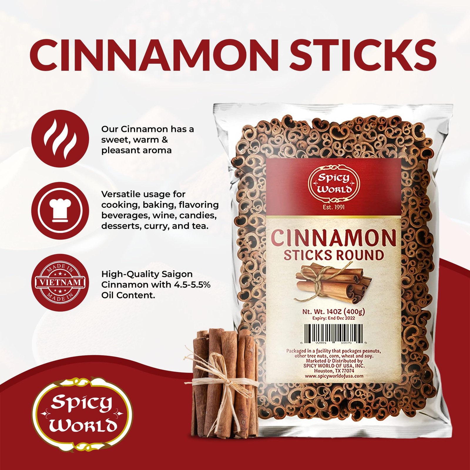 Cinnamon Sticks 14 Oz Bag ~100 Sticks – Strong Aroma, Perfect for Baking, Coo…