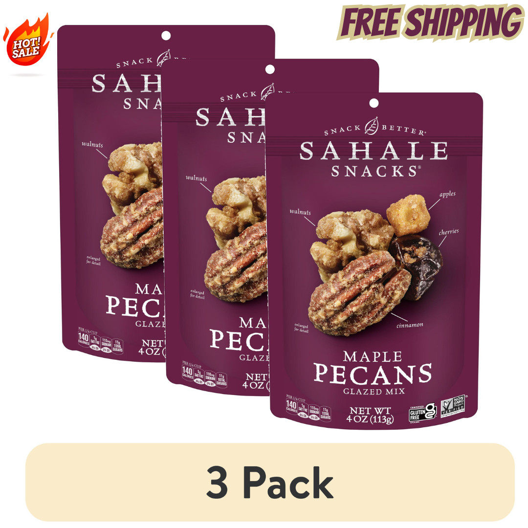 Sahale Snacks Maple Pecans Glazed Mix Gluten-Free Snack 4-Ounce Bag 3 Pack (NEW)