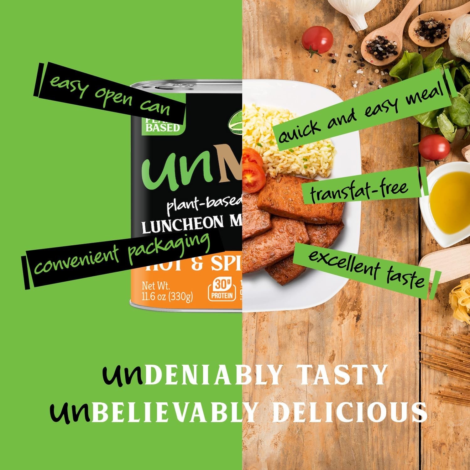 unMEAT Luncheon Meat, Hot and Spicy Style Plant Based (11.6 oz) 3, 6 or 12 Pack