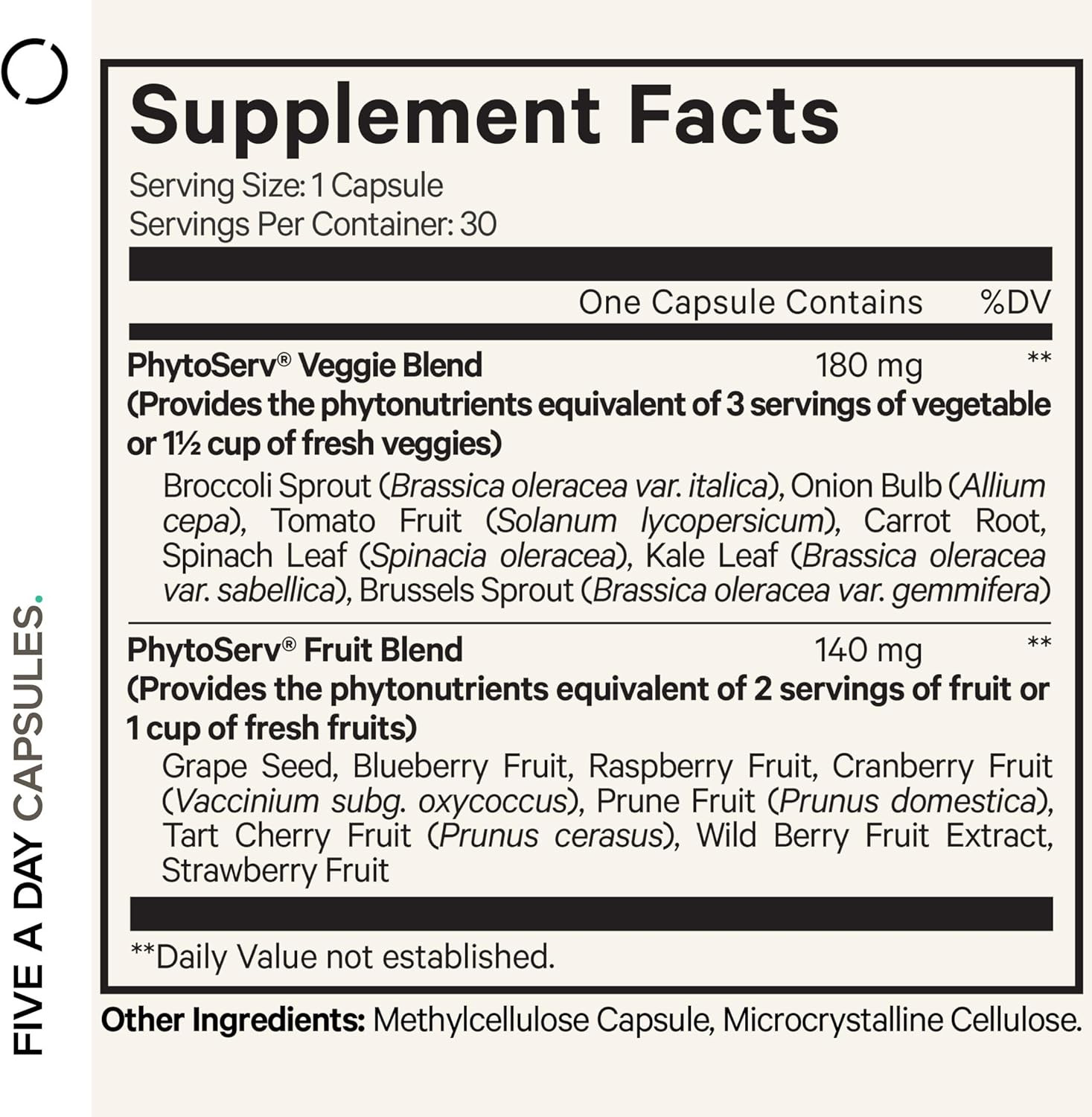 Codeage Instantfood Five a Day – Fruits & Vegetables Capsule Supplement – Whole