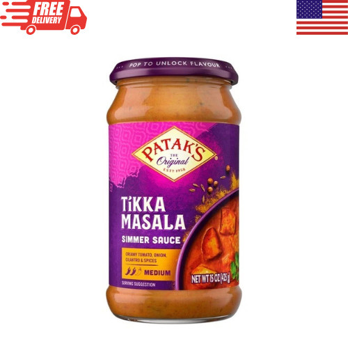 Patak’s Tikka Masala Curry Simmer Sauce 15 oz Authentic Indian Cooking Sauce Glu