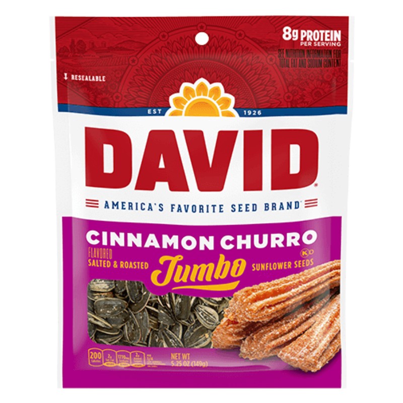 6x David Jumbo Cinnamon Churro Sunflower Seeds New Bulk Pack Treats 5.25oz