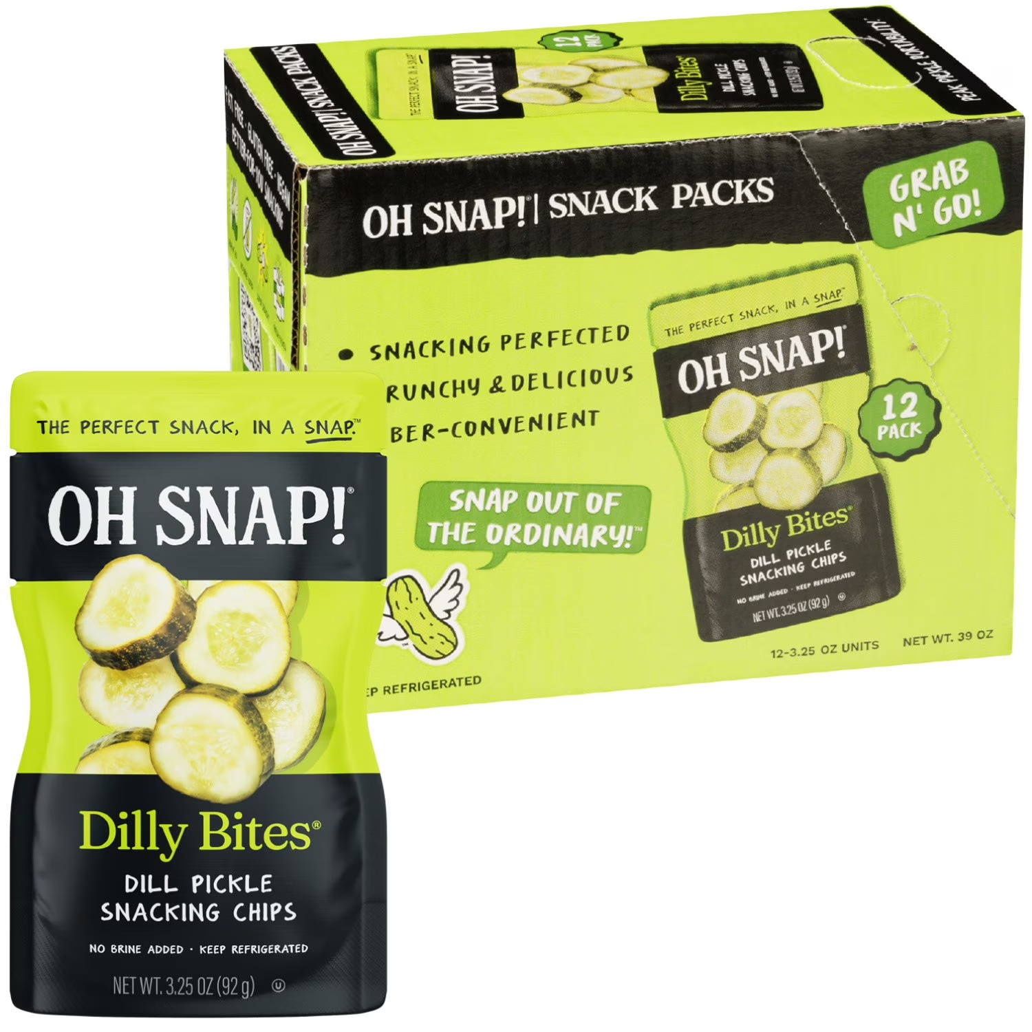 OH SNAP! Dilly Bites Dill Pickle Snack Packs, 3.25 fl. oz., 12 ct. FREE SHIPPING