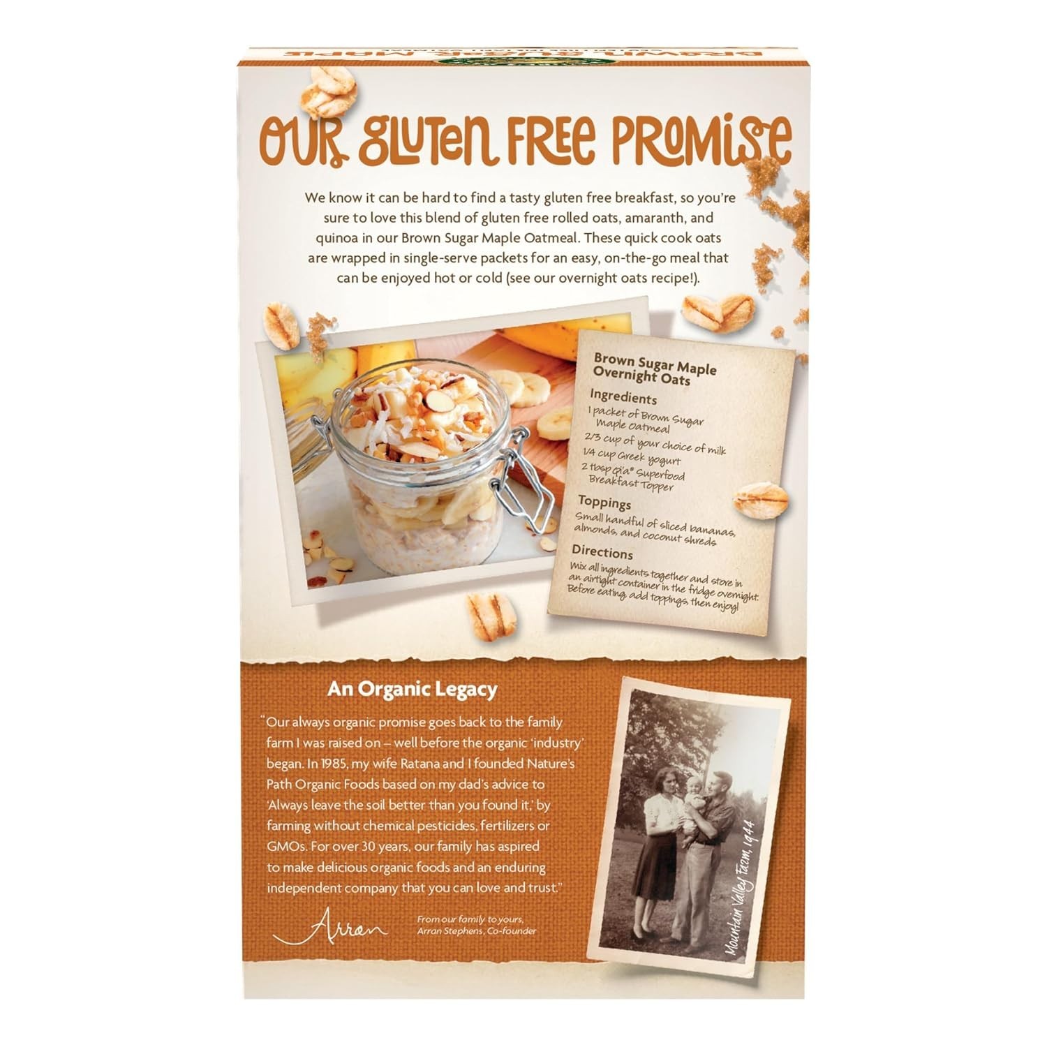 Nature’s Path Organic Brown Sugar Maple Oatmeal, 11.3 oz (Pack of 1), Gluten