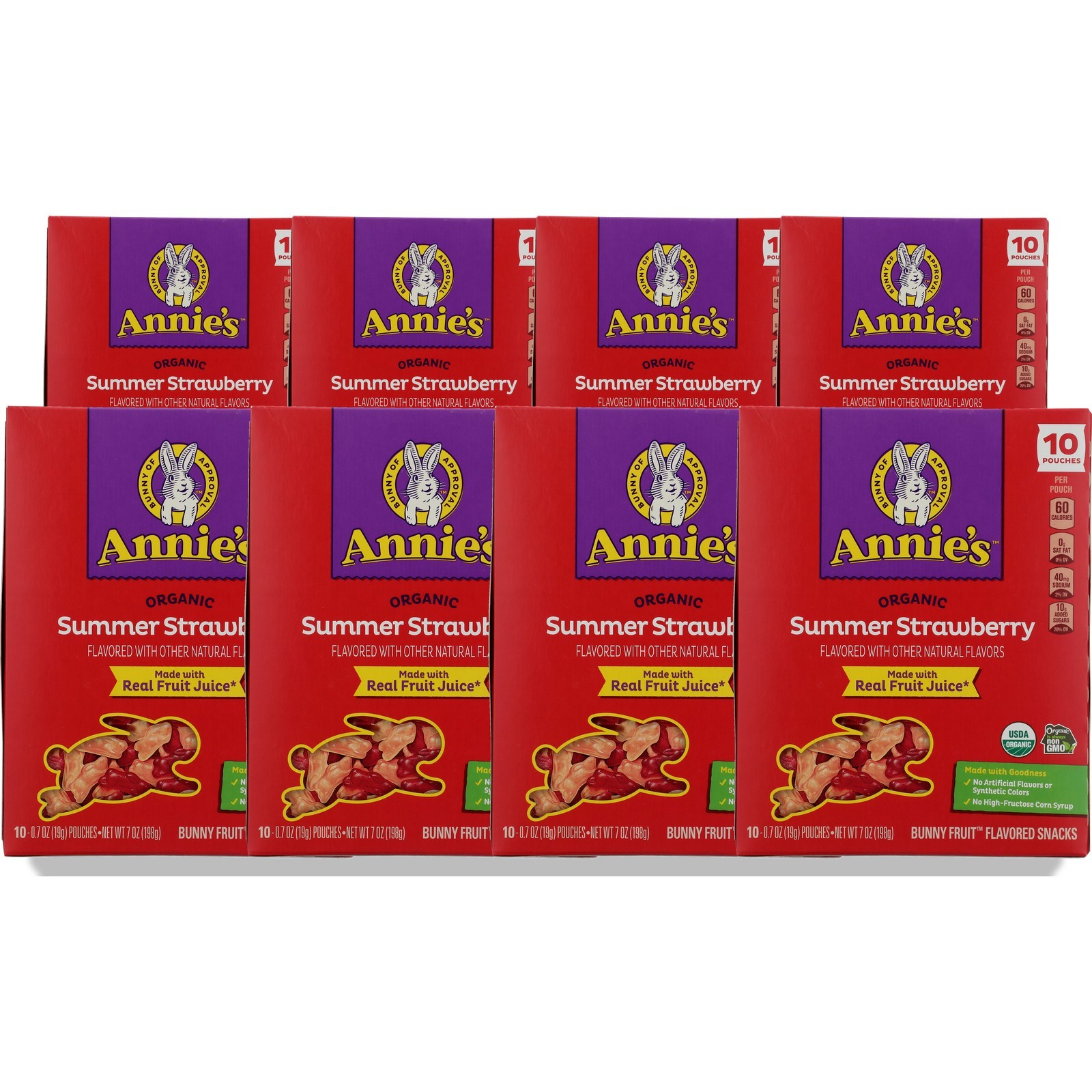 Annie’S Bunny Fruit Flavored Snacks Summer Strawberry Organic 7 Oz 8 Pack