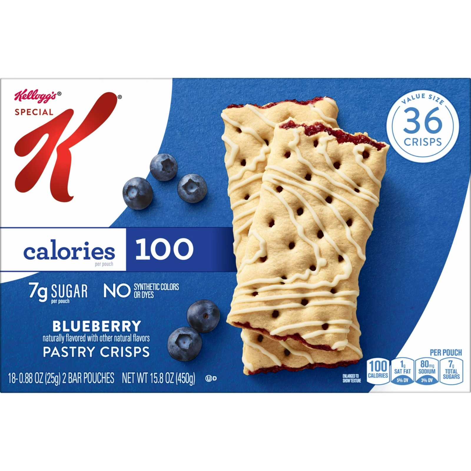 Special K Bar Blueberry Chewy Pastry Crisps, 100 Calories, 15.84 oz, 36 Count