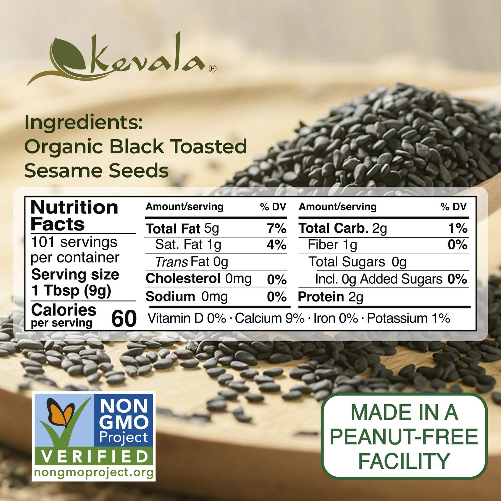 Kevala Organic Black Toasted Sesame Seeds – 2 lb, toasted sesame 2 lb