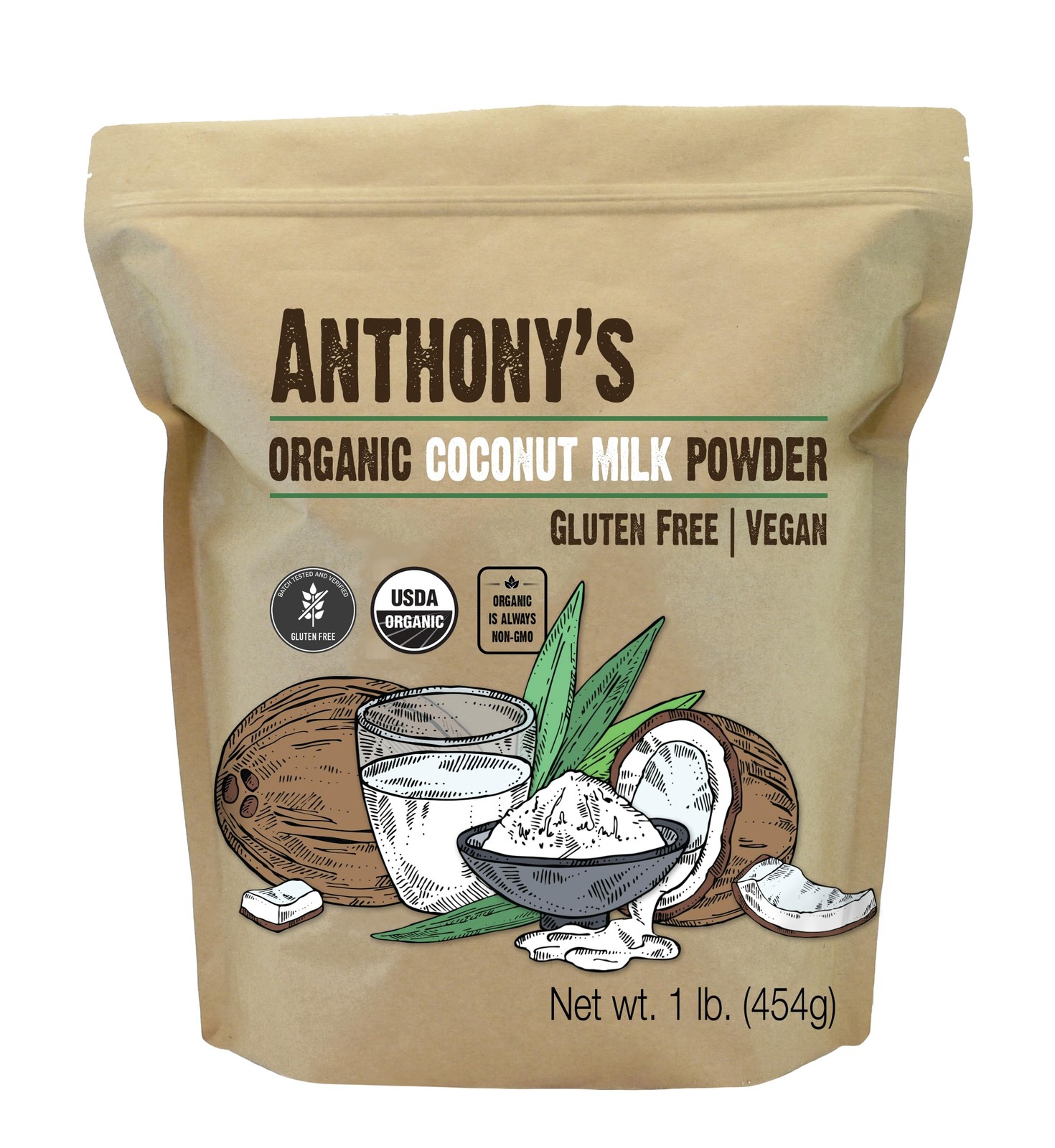Anthony’s Organic Coconut Milk Powder, 1 lb, Gluten 16 Ounce (Pack of 1)