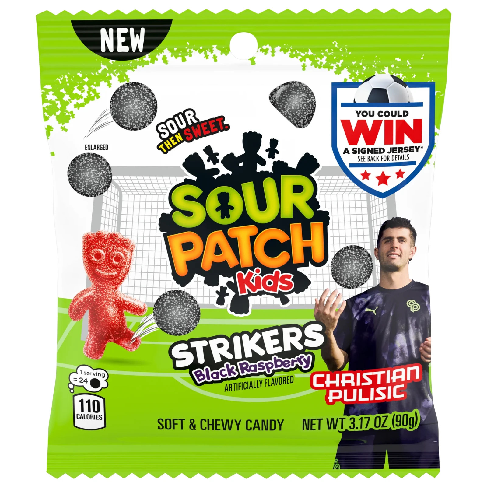 12x Packs Sour Patch Kids Strikers Black Raspberry Candy – 3.17oz Each