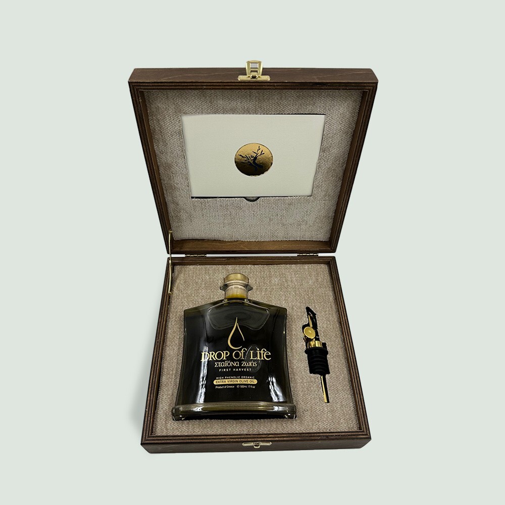 1x500ml Drop Of Life Healthy Evoo Limited Reserve in Wooden Box | 2024/5 Harvest