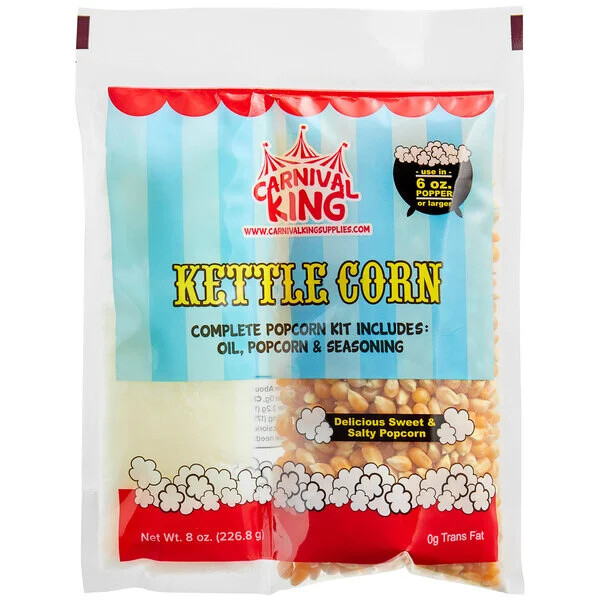 Carnival King All-In-One Kettle Corn Popcorn Kit for 6 oz. Popper – 24/Case