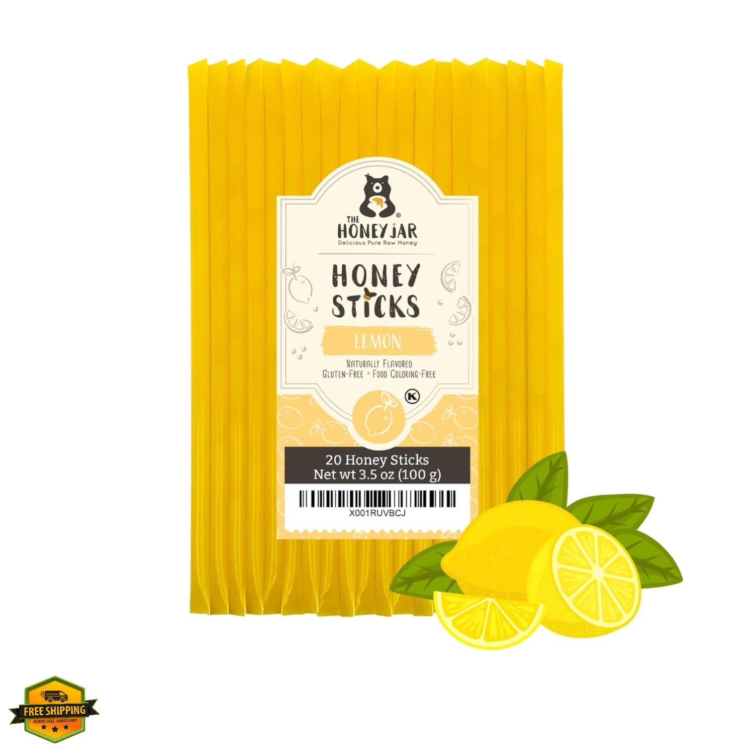 Lemon Flavored Honey Sticks – Pure Honey Straws For Tea, Coffee, or a Healthy…