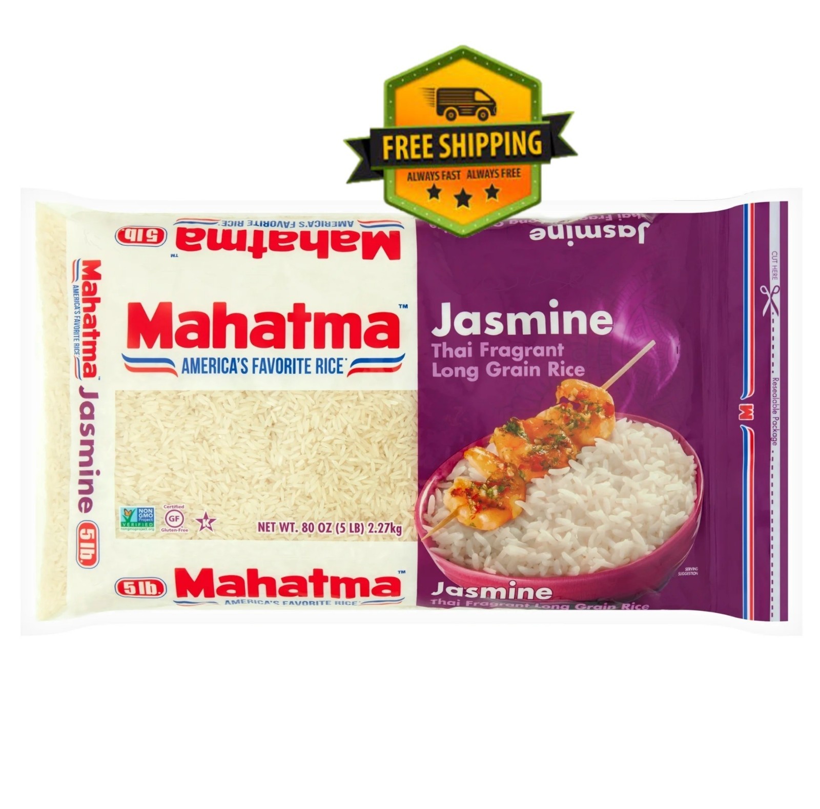 Mahatma Jasmine Thai Fragrant Long Grain Rice – Gluten-Free (5 lbs)