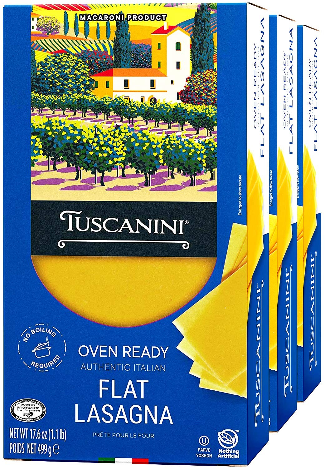 Tuscanini, Oven Ready Authentic Italian Flat Lasagna 1.1 Pound (Pack of 3)