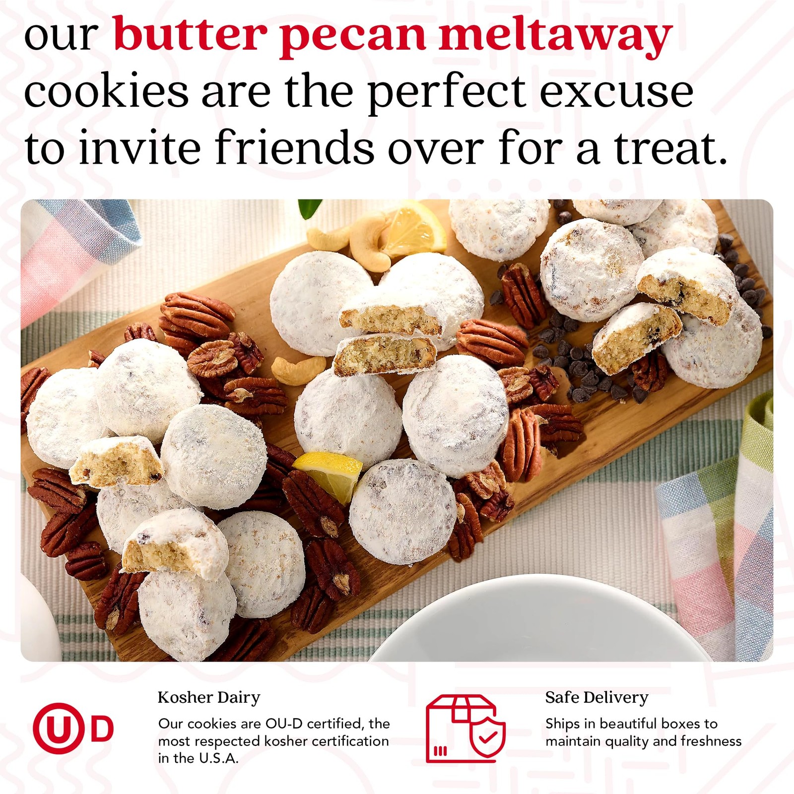 David’s Cookies Butter Pecan Meltaways Sweet Sampler Tin Butter Cookies with…