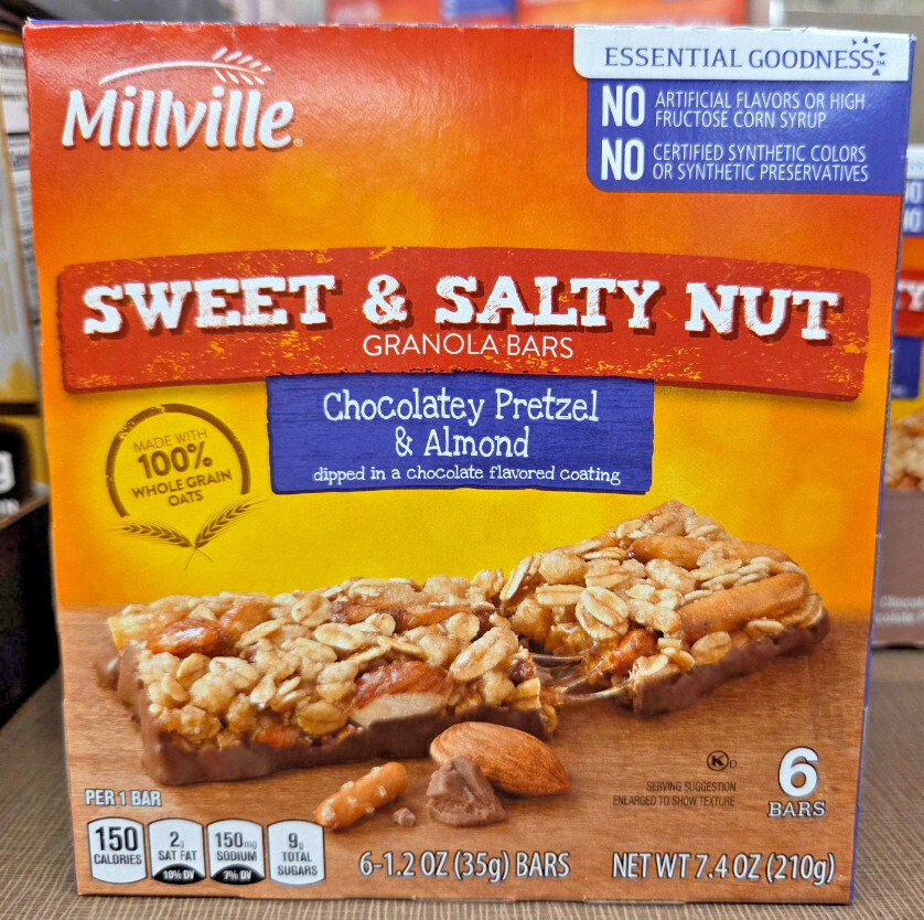 Millville Sweet & Salty Nut Granola Bars Chocolatey Pretzel Almond Bundle 7.4oz
