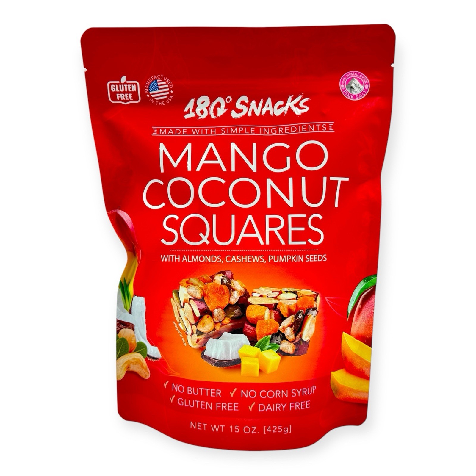 180 Snacks Mango Coconut Squares With Almonds Cashews Pumpkin Seeds