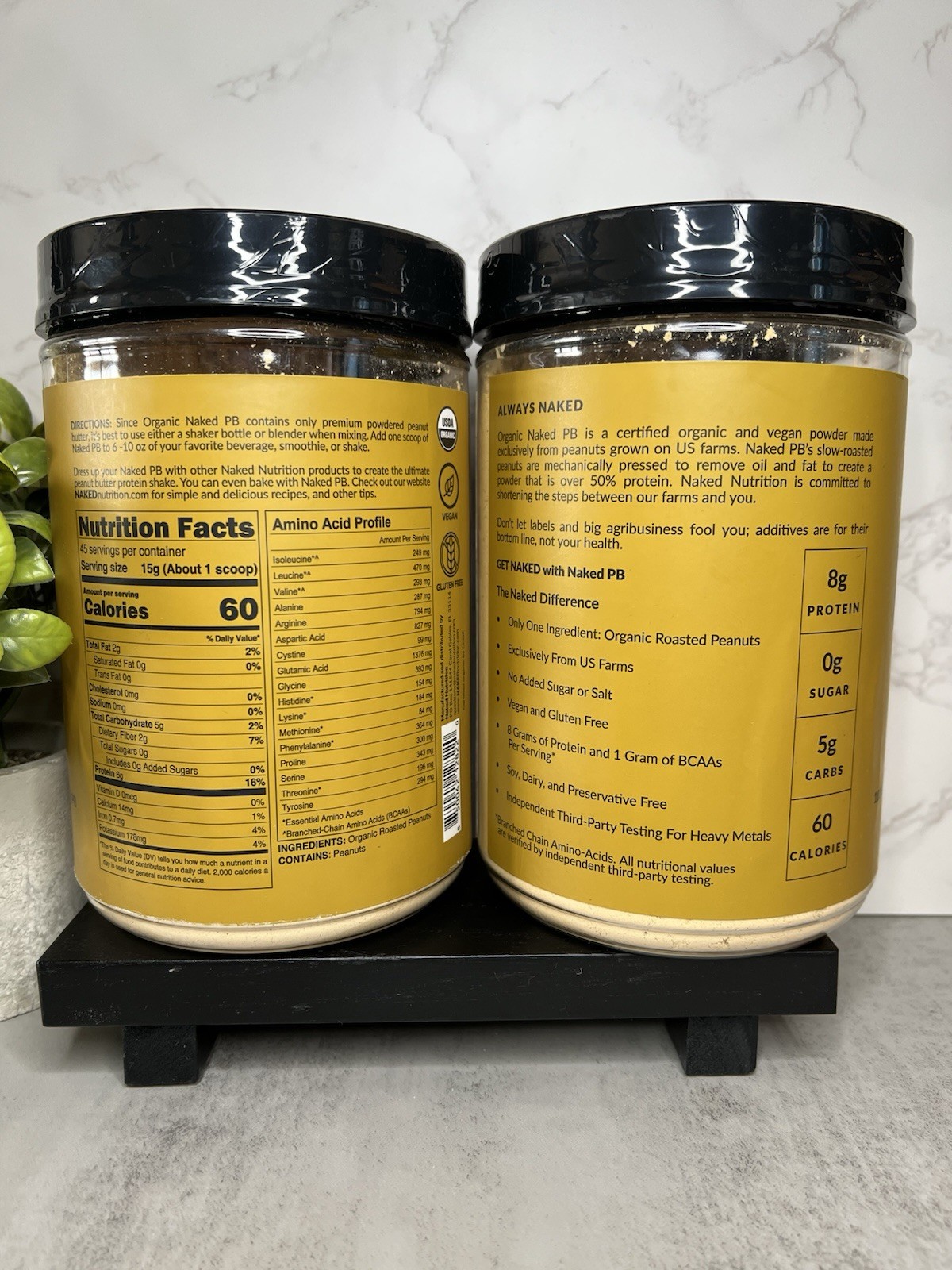 Naked PB Organic Powdered Peanut Butter Vegan GF 2 Pack 24 oz (680 g) 10/2027