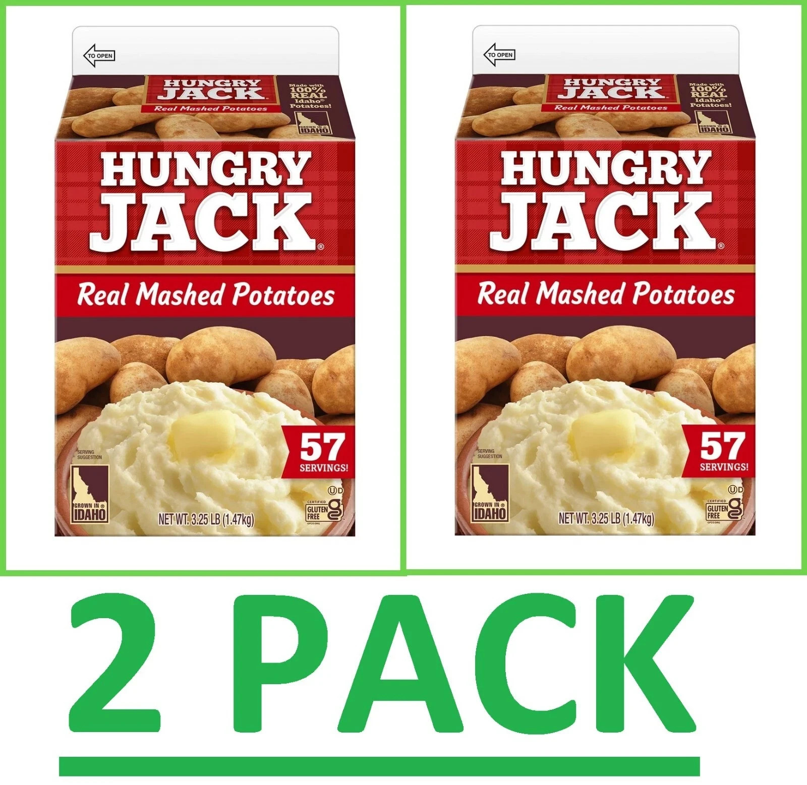 2 PACK Hungry Jack Mashed real Idahoan Potatoes 3.25 lbs. Free Shipping – FRESH