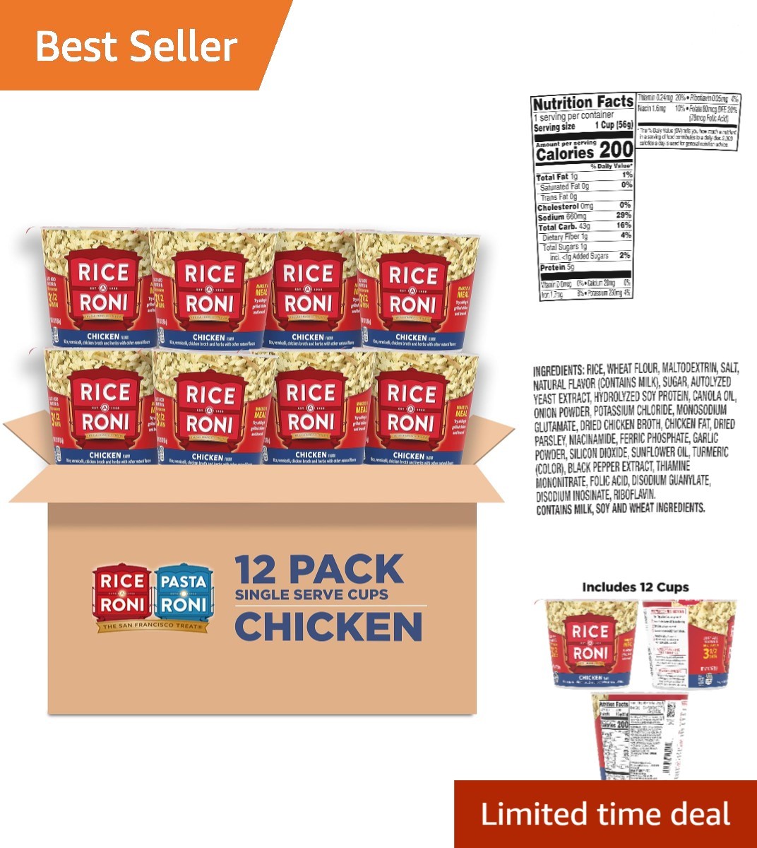Delicious Chicken & Rice Cups – 12 Individual Microwave Cups for Easy Cooking